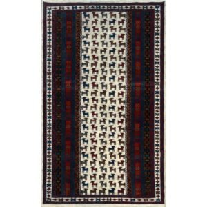 3x5 Handmade Hand Knotted Wool Carpet Bakri White