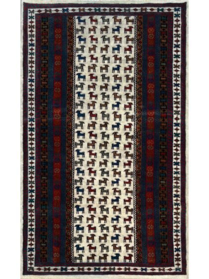 3x5 Handmade Hand Knotted Wool Carpet Bakri White