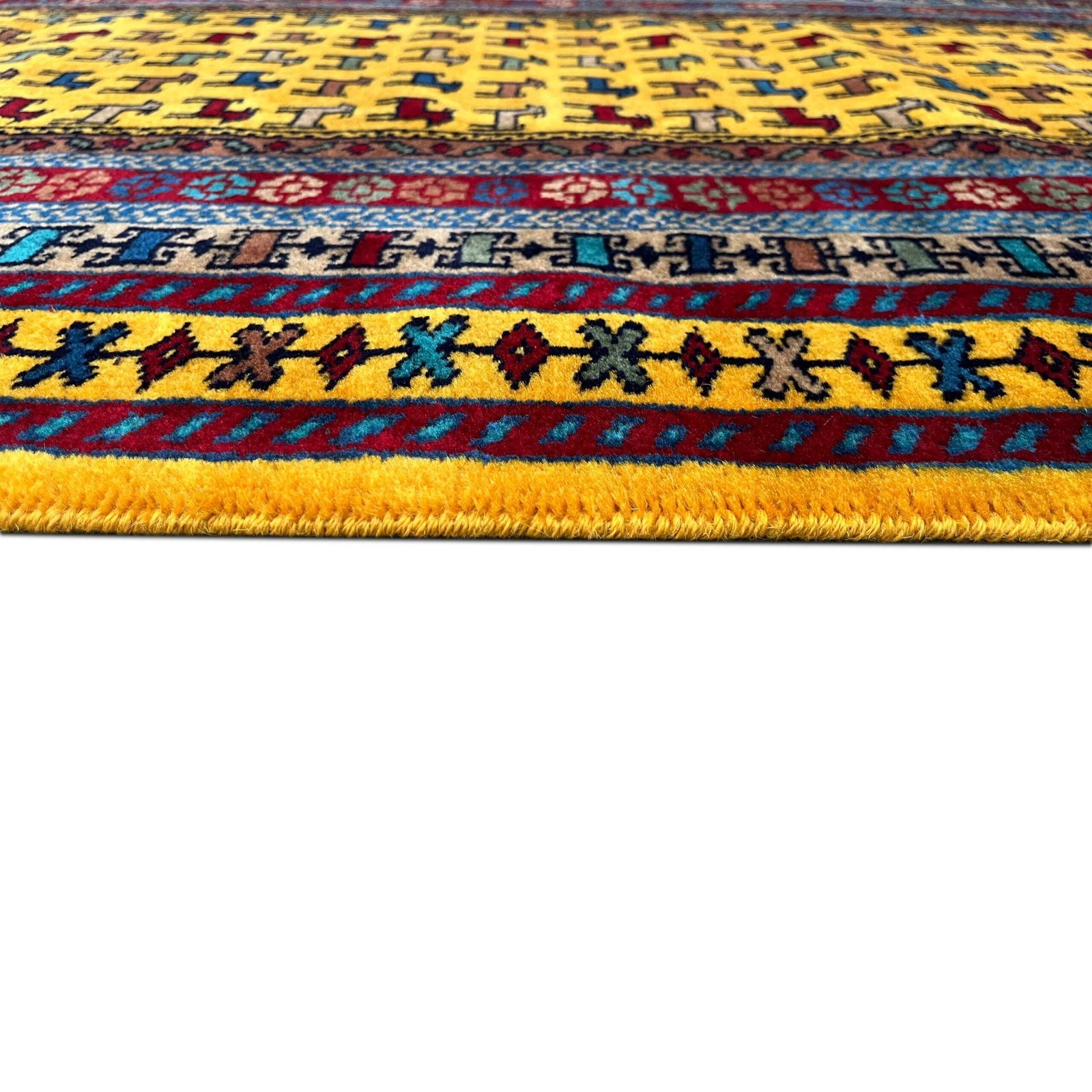 3x5 ft Hand Knotted Woolen Carpet Yellow Bakri - Image 6