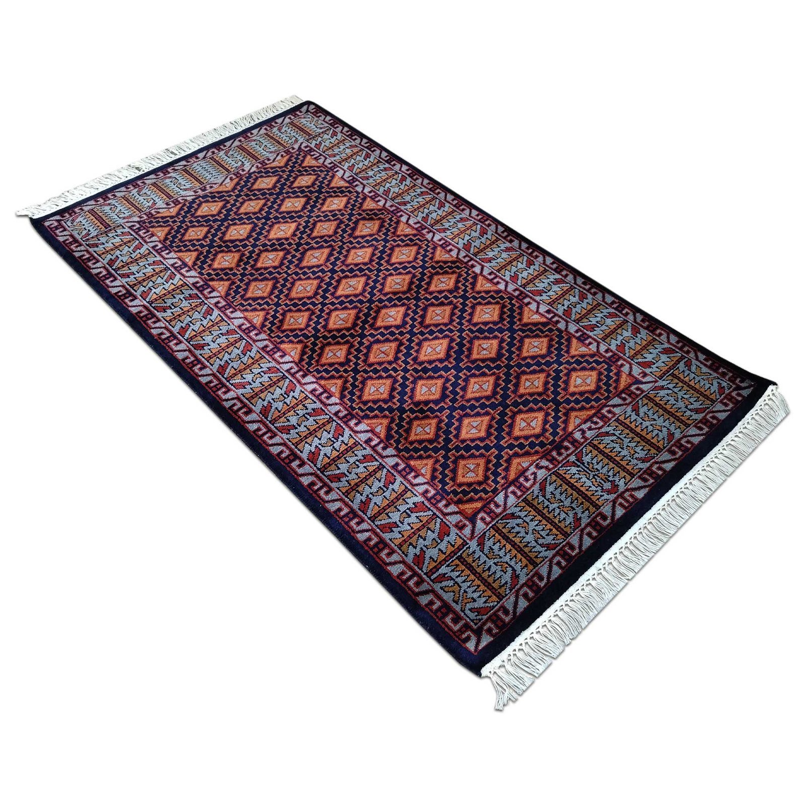3x5 Feet Black Hand Knotted Wool Carpet Burfi - Image 3