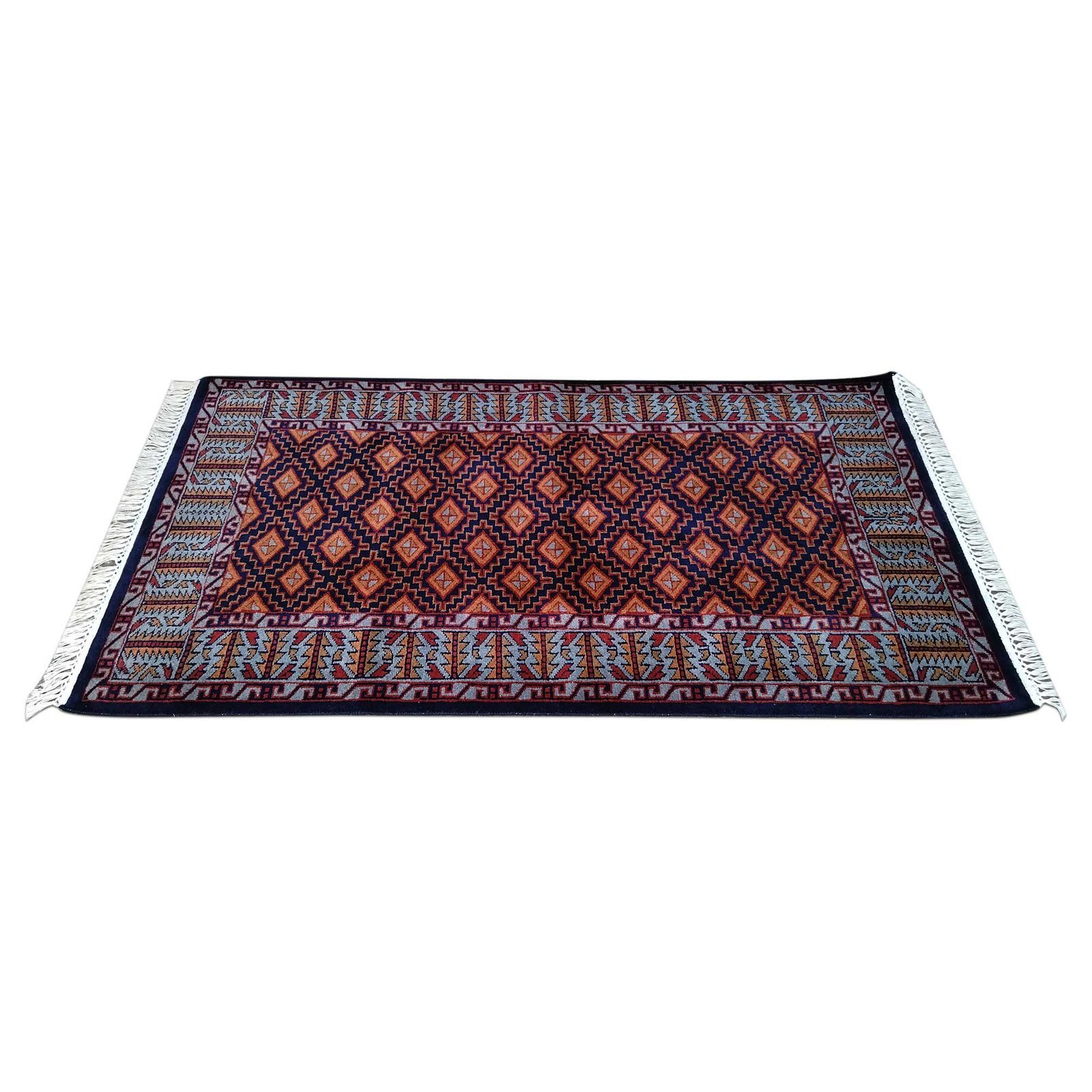 3x5 Feet Black Hand Knotted Wool Carpet Burfi - Image 4