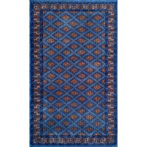 3x5 feet Hand Knotted Wool Carpet Barfi Traditional Blue