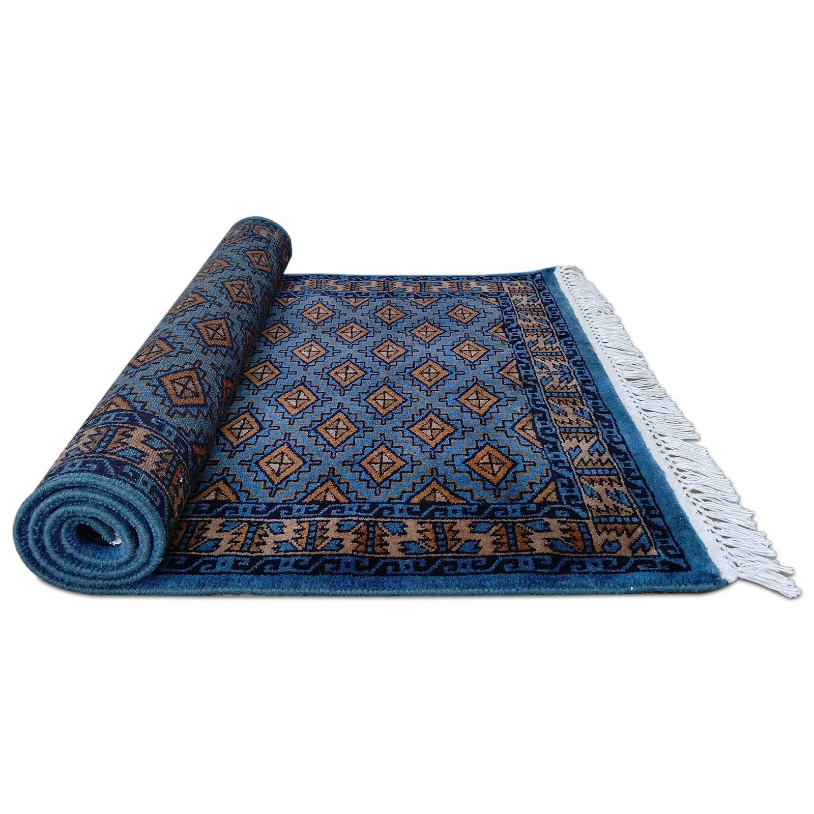 3x5 feet Hand Knotted Wool Carpet Barfi Traditional Blue - Image 4