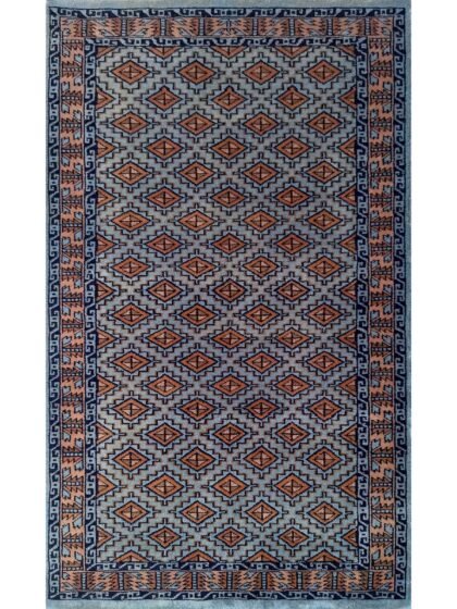 3x5 Feet Gray Hand Knotted Wool Carpet Burfi