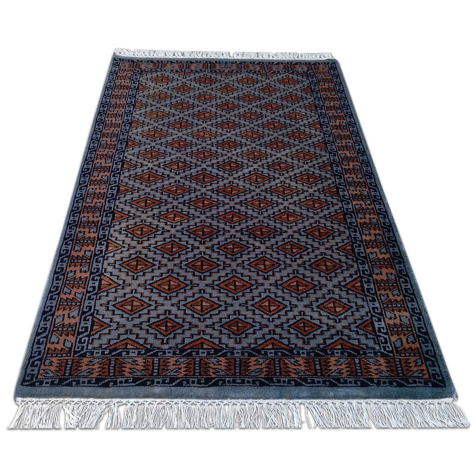 3x5 Feet Gray Hand Knotted Wool Carpet Burfi - Image 3