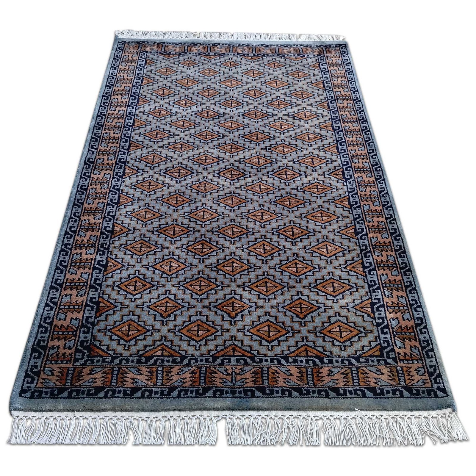 3x5 Feet Gray Hand Knotted Wool Carpet Burfi - Image 4