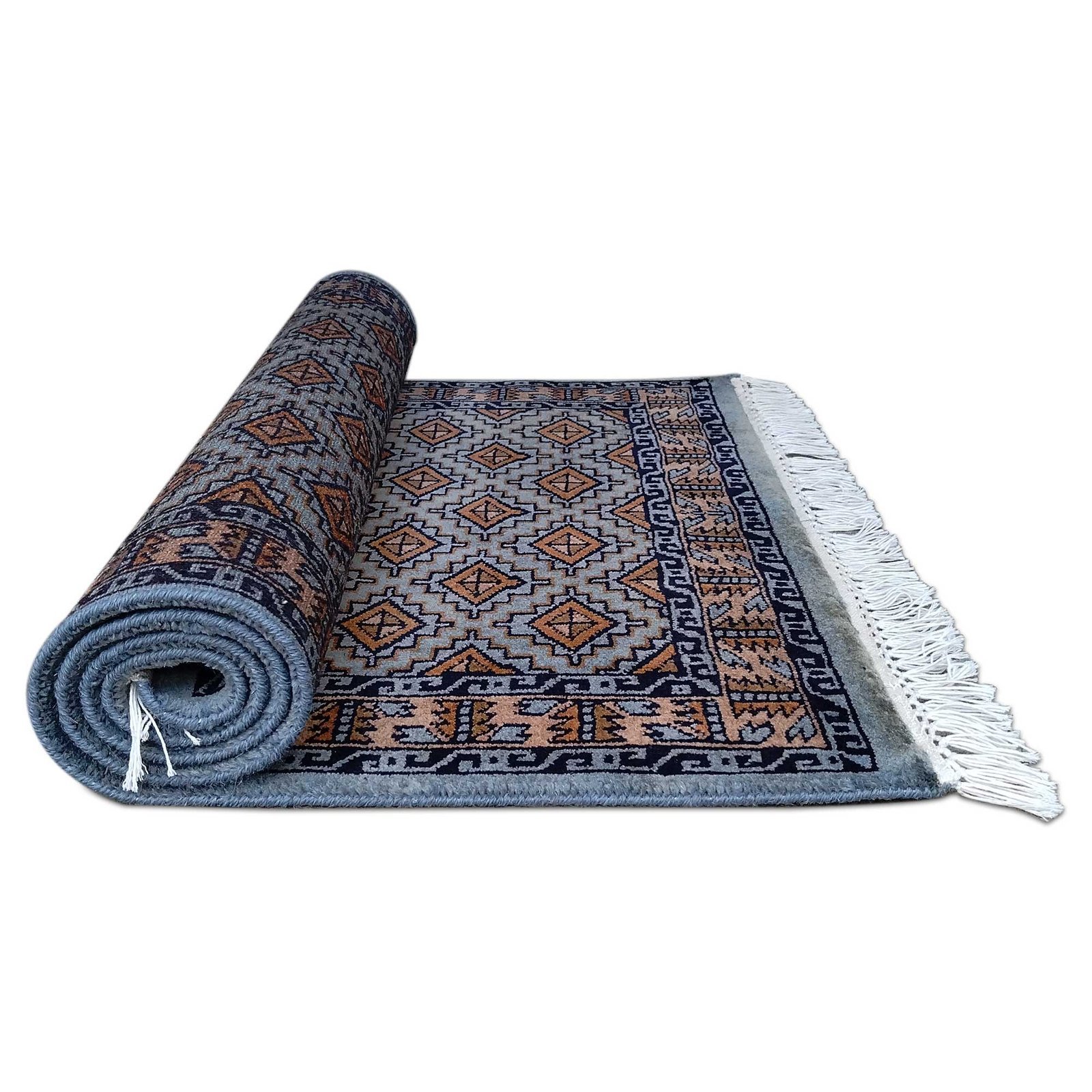 3x5 Feet Gray Hand Knotted Wool Carpet Burfi - Image 5