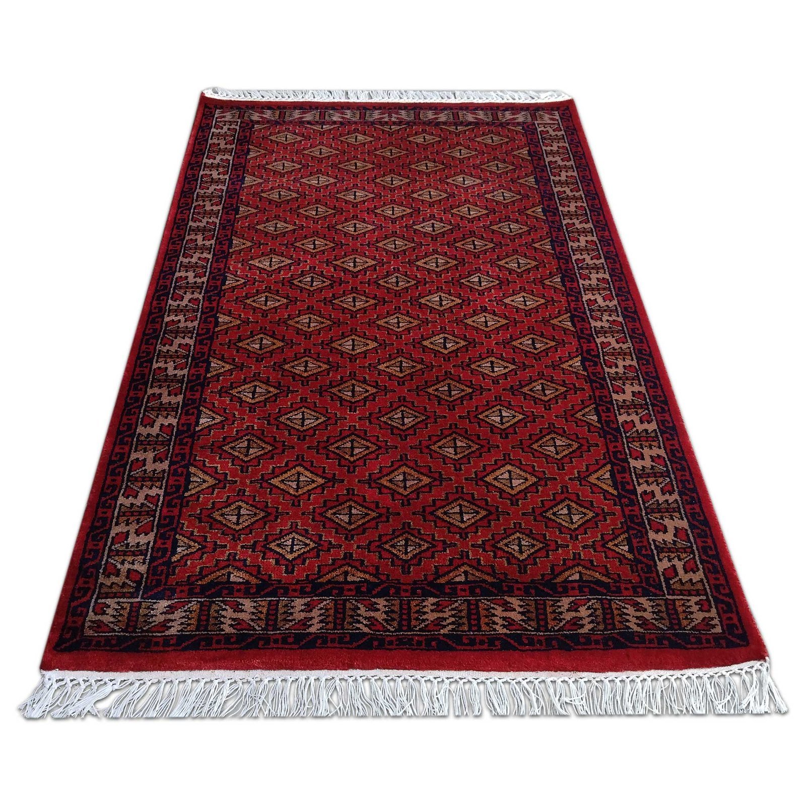 3x5 Feet Red Hand Knotted Wool Carpet Burfi - Image 3