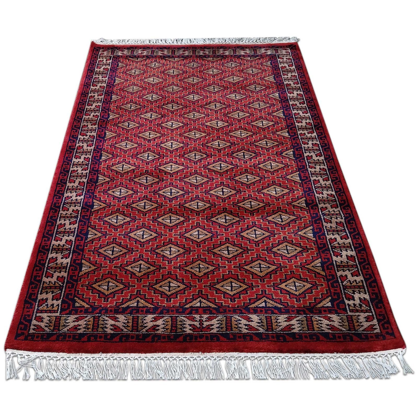 3x5 Feet Red Hand Knotted Wool Carpet Burfi - Image 4