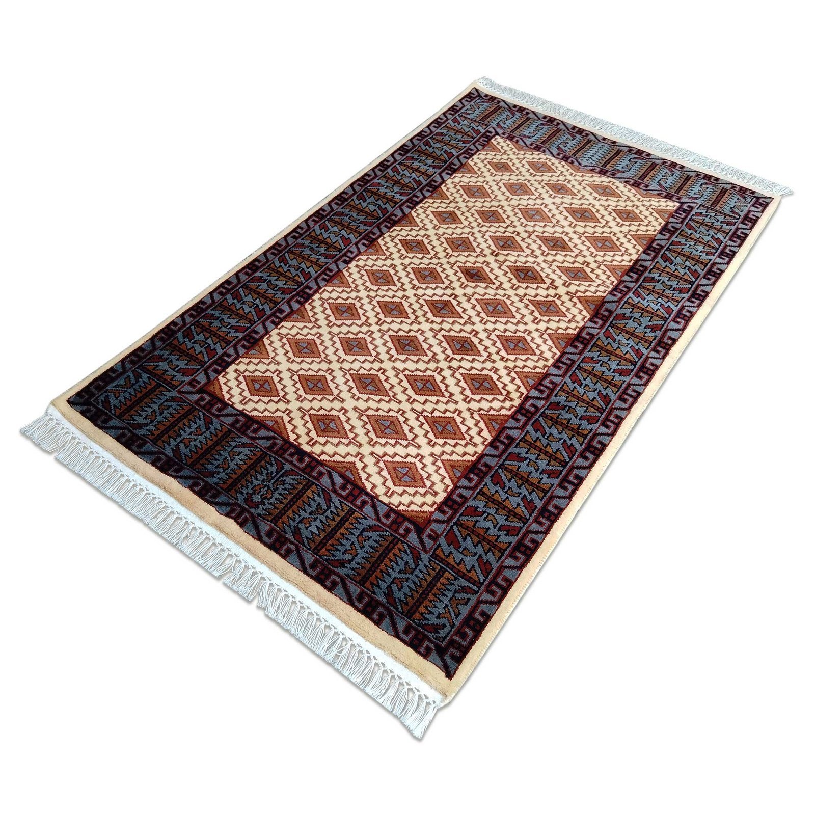 3x5 Feet White Hand Knotted Wool Carpet Burfi - Image 4