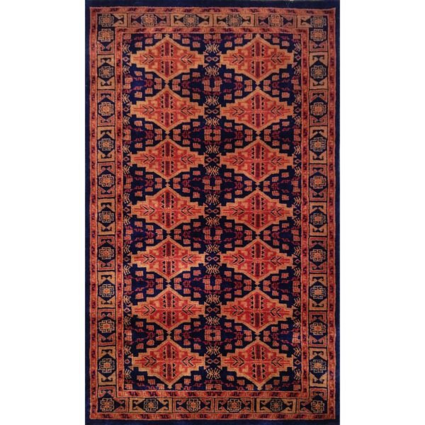 3x5 Ft Hand Knotted Bukhara Wool Carpet (Black)