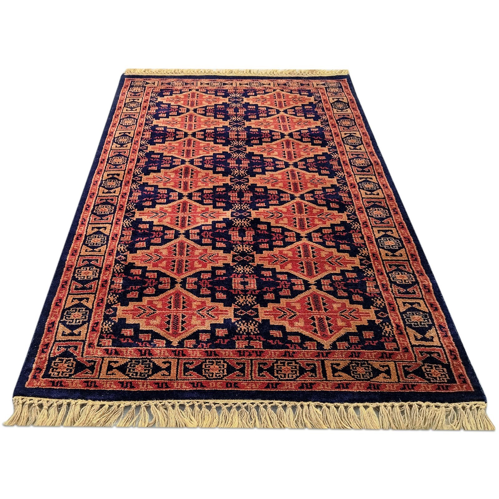 3x5 Ft Hand Knotted Bukhara Wool Carpet (Black) - Image 2