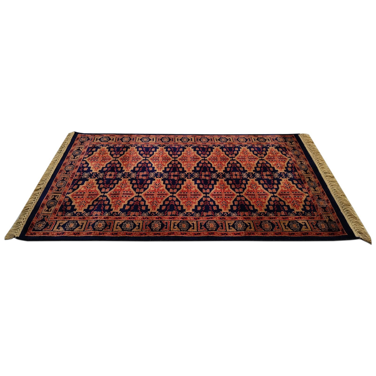 3x5 Ft Hand Knotted Bukhara Wool Carpet (Black) - Image 3