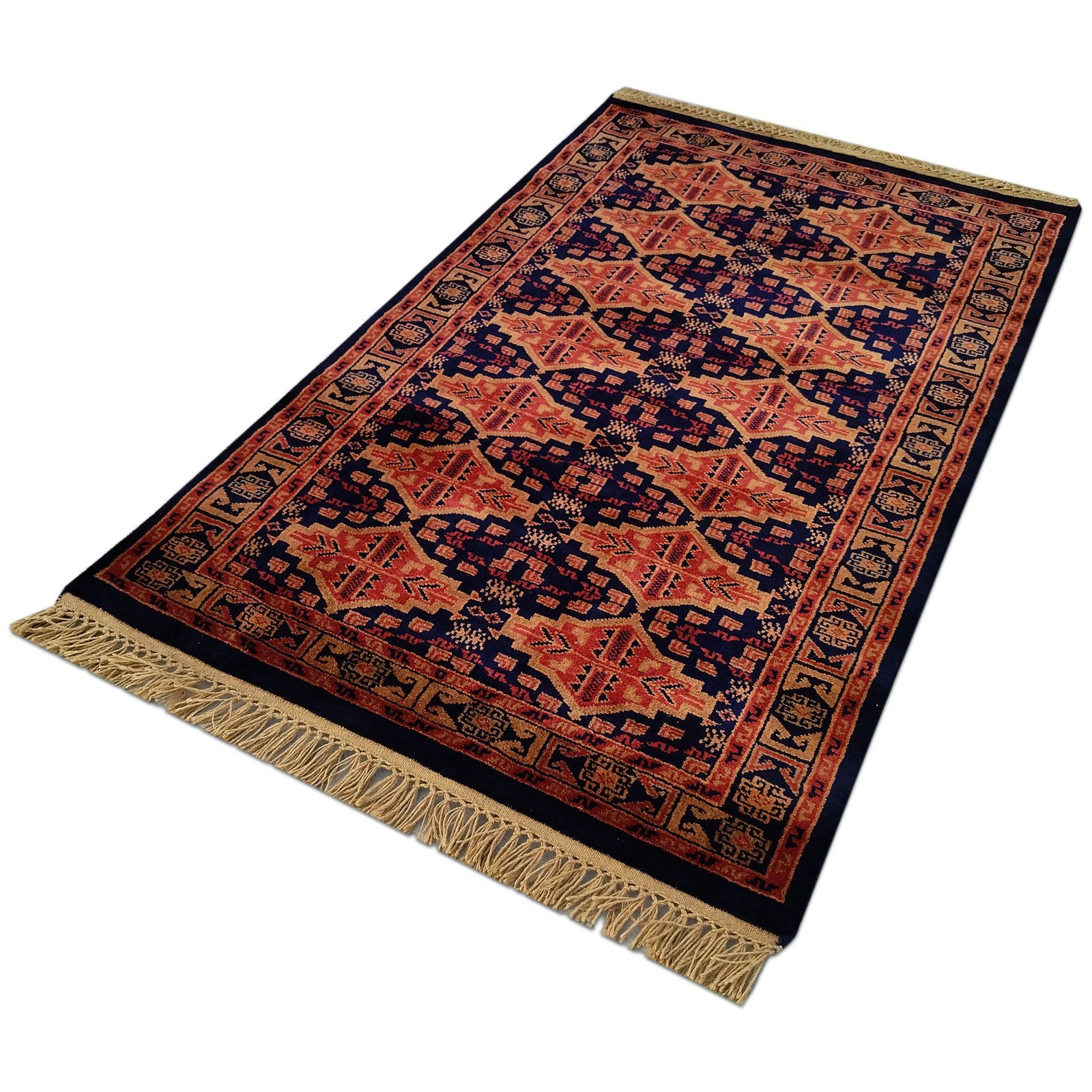 3x5 Ft Hand Knotted Bukhara Wool Carpet (Black) - Image 4