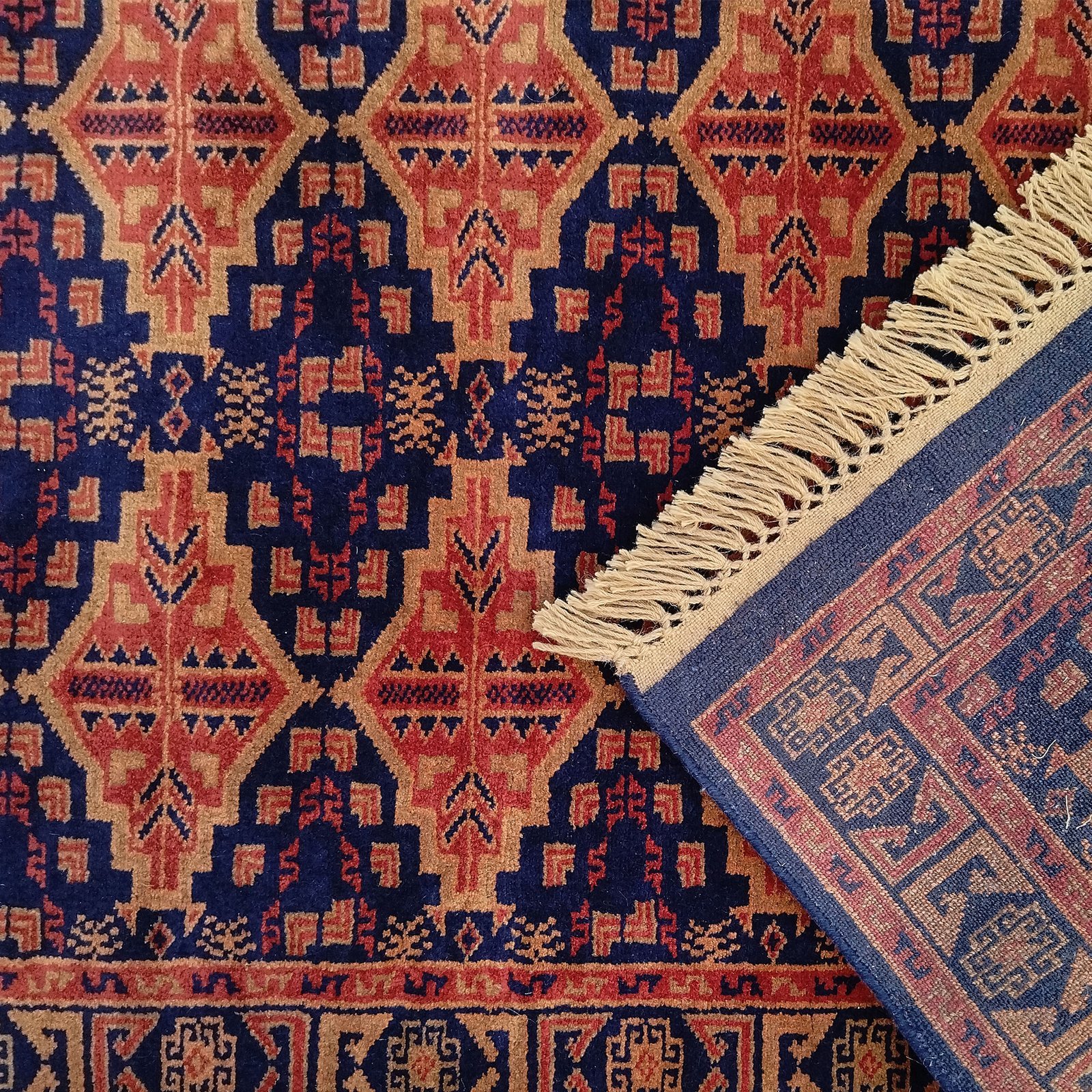 3x5 Ft Hand Knotted Bukhara Wool Carpet (Black) - Image 5