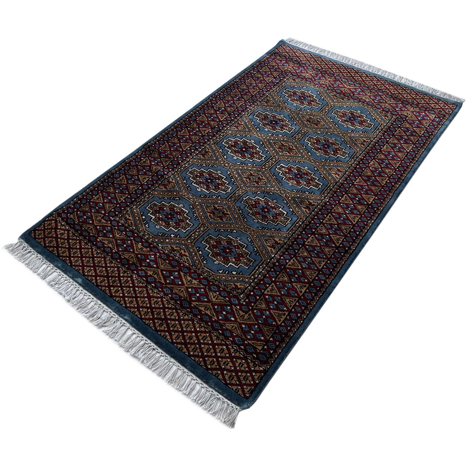 3x5 ft Hand Knotted Woolen Carpet Bluish Gray Bukhara - Image 6