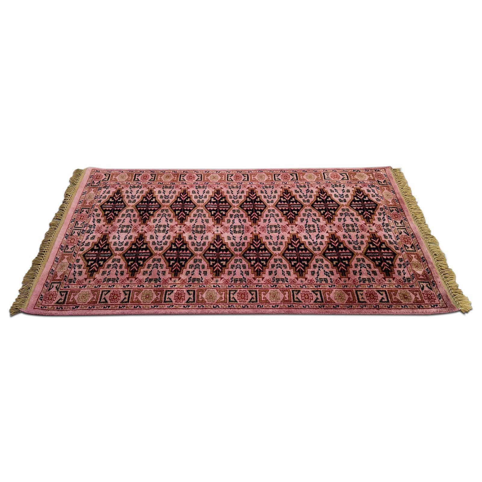 3x5 Feet Hand Knotted Woolen Carpet Peach Tribal - Image 3