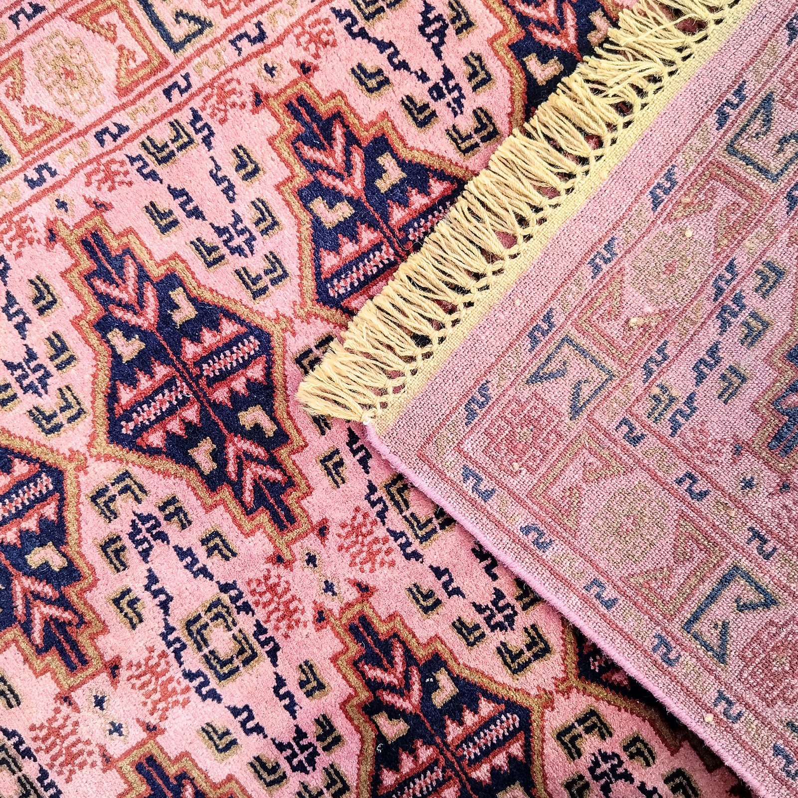 3x5 Feet Hand Knotted Woolen Carpet Peach Tribal - Image 5