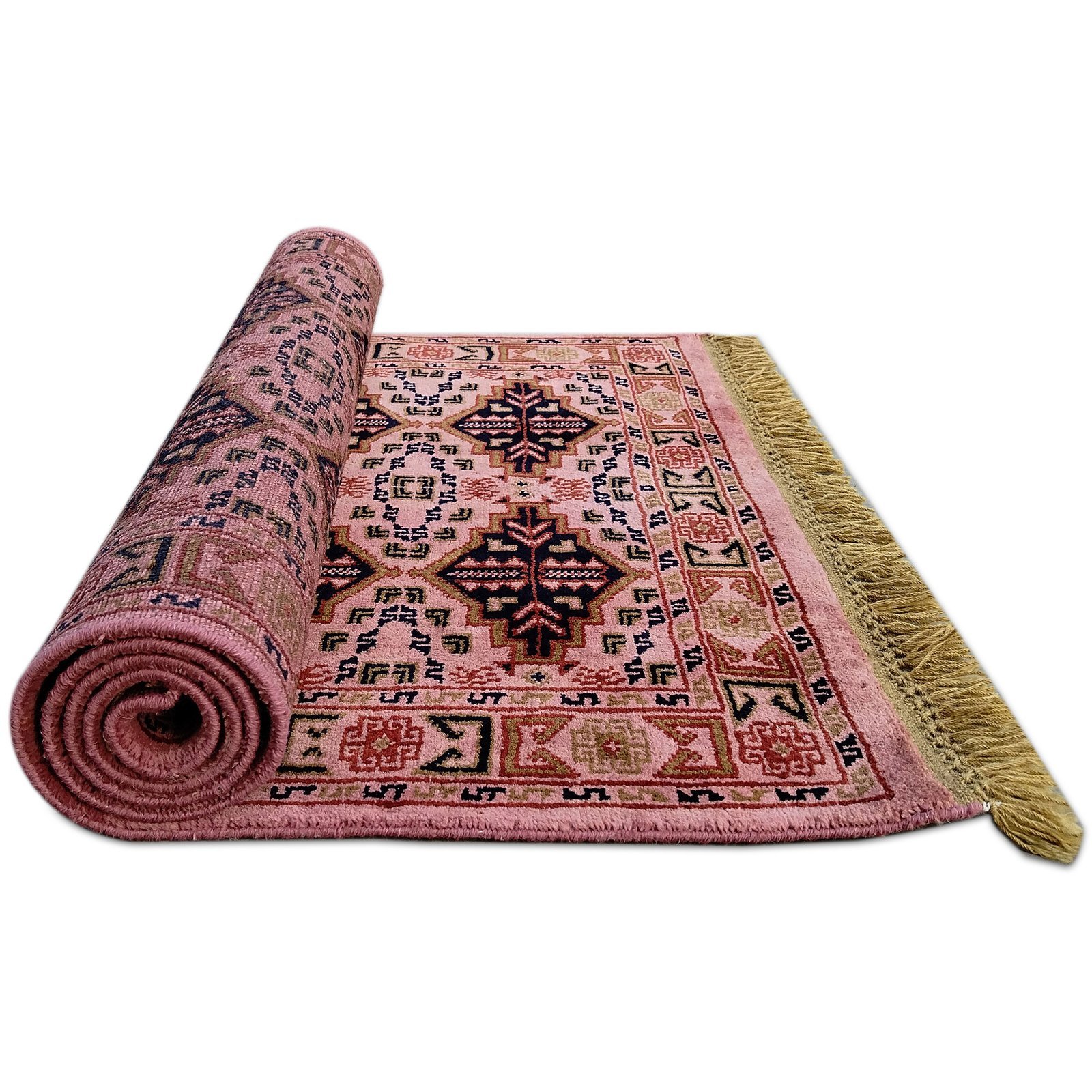 3x5 Feet Hand Knotted Woolen Carpet Peach Tribal - Image 6