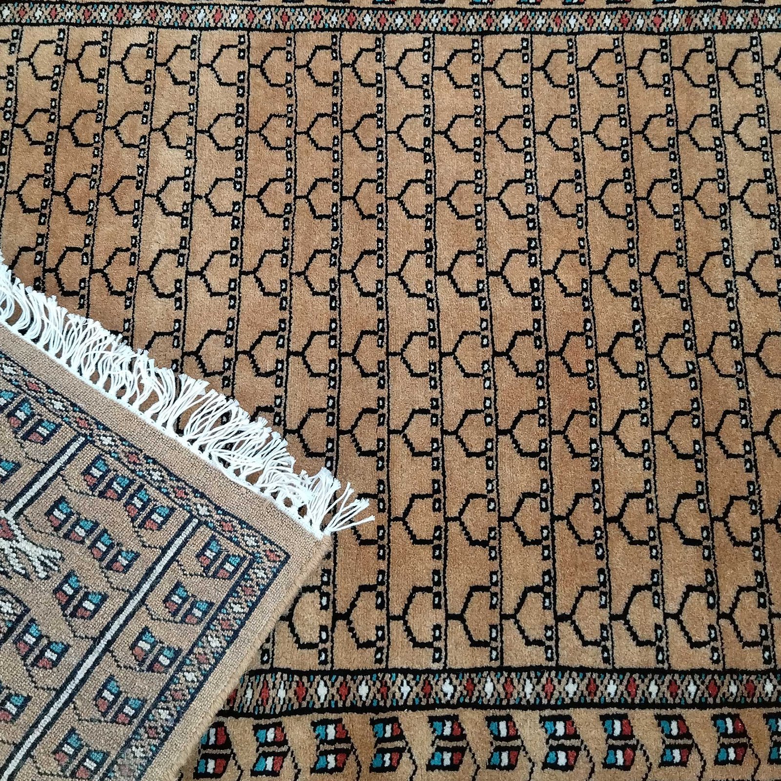 3x5 Feet Handmade Wool Carpet Parda Camel - Image 6