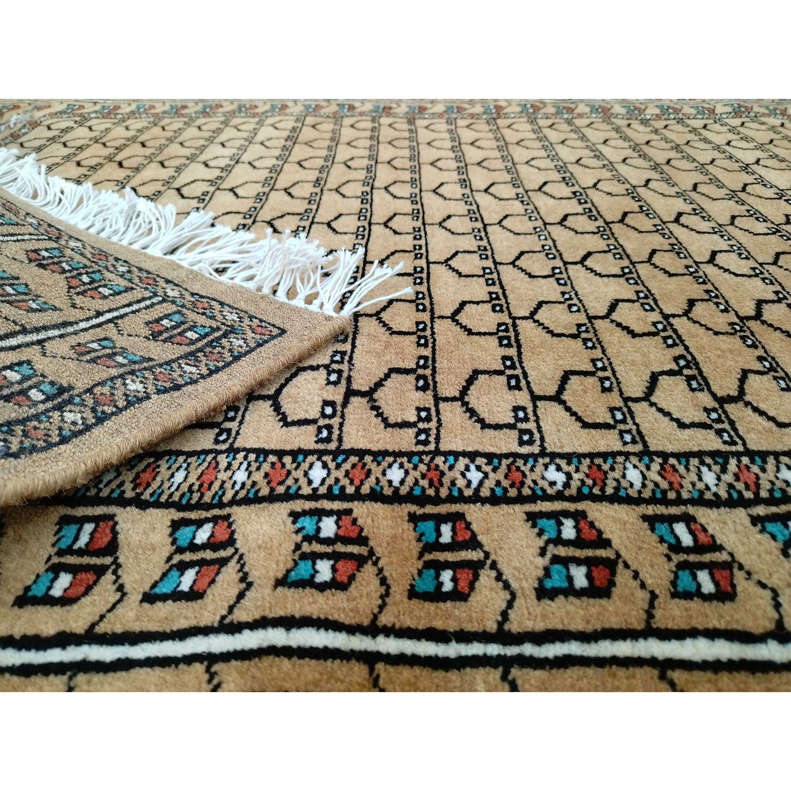 3x5 Feet Handmade Wool Carpet Parda Camel - Image 7