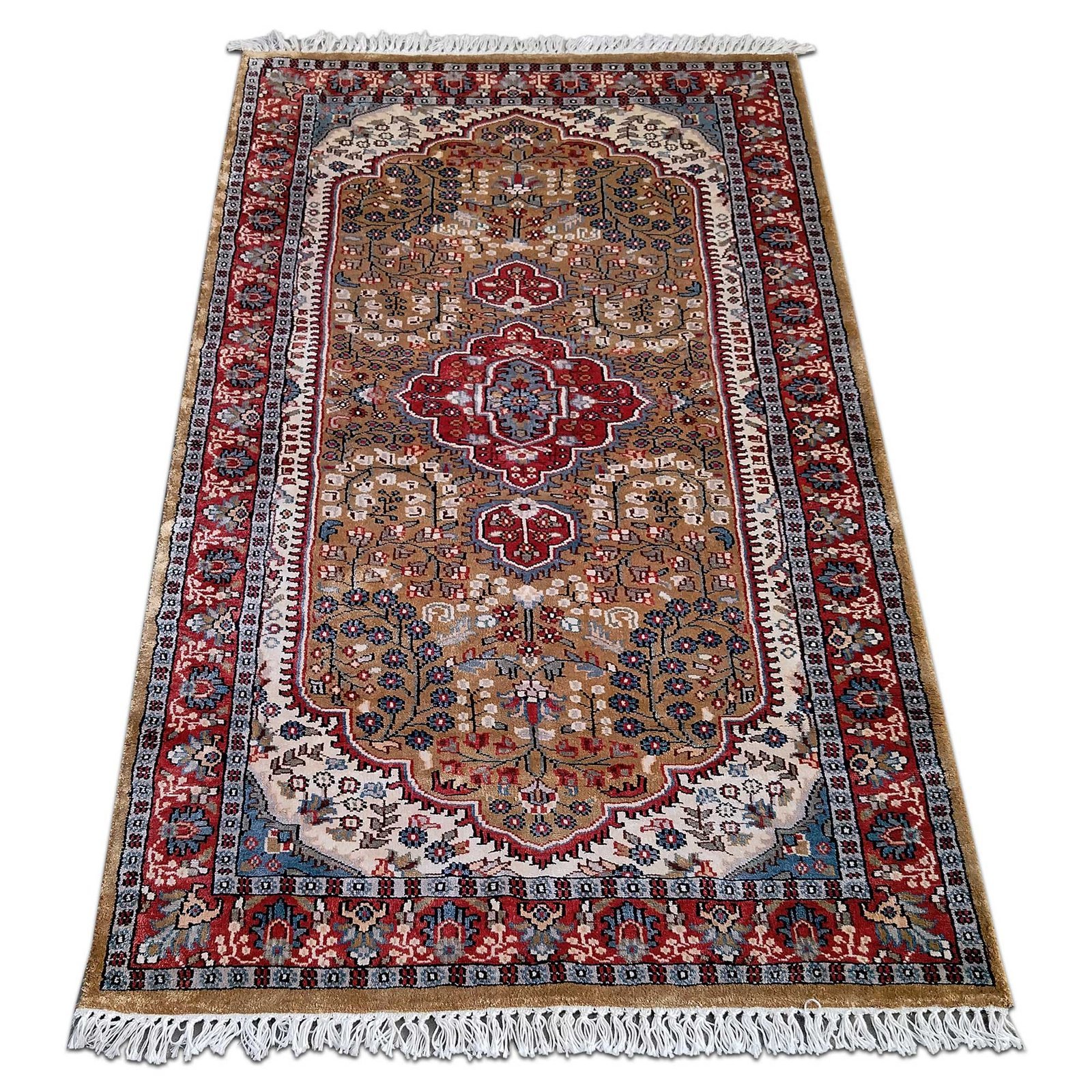 3x5 Feet Hand Knotted Persian Bamboo Silk Carpet Camel - Image 2