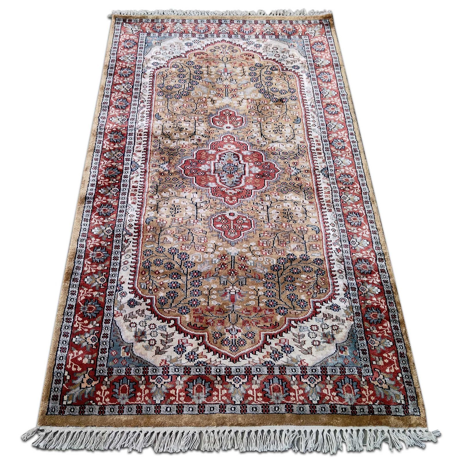 3x5 Feet Hand Knotted Persian Bamboo Silk Carpet Camel - Image 3