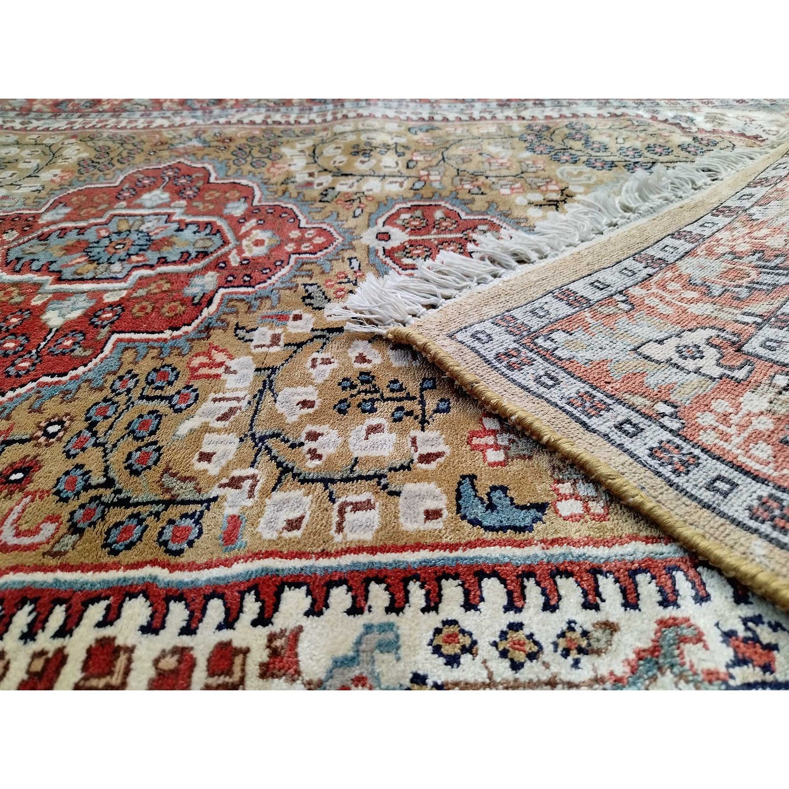 3x5 Feet Hand Knotted Persian Bamboo Silk Carpet Camel - Image 5