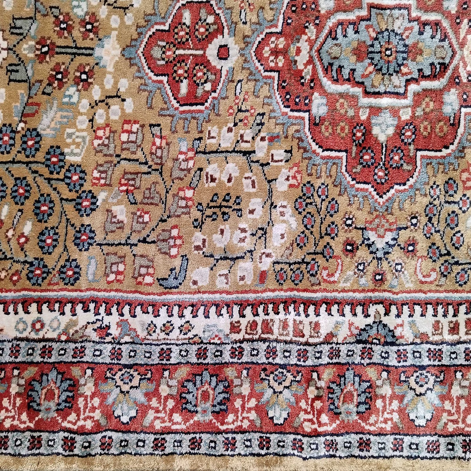 3x5 Feet Hand Knotted Persian Bamboo Silk Carpet Camel - Image 7