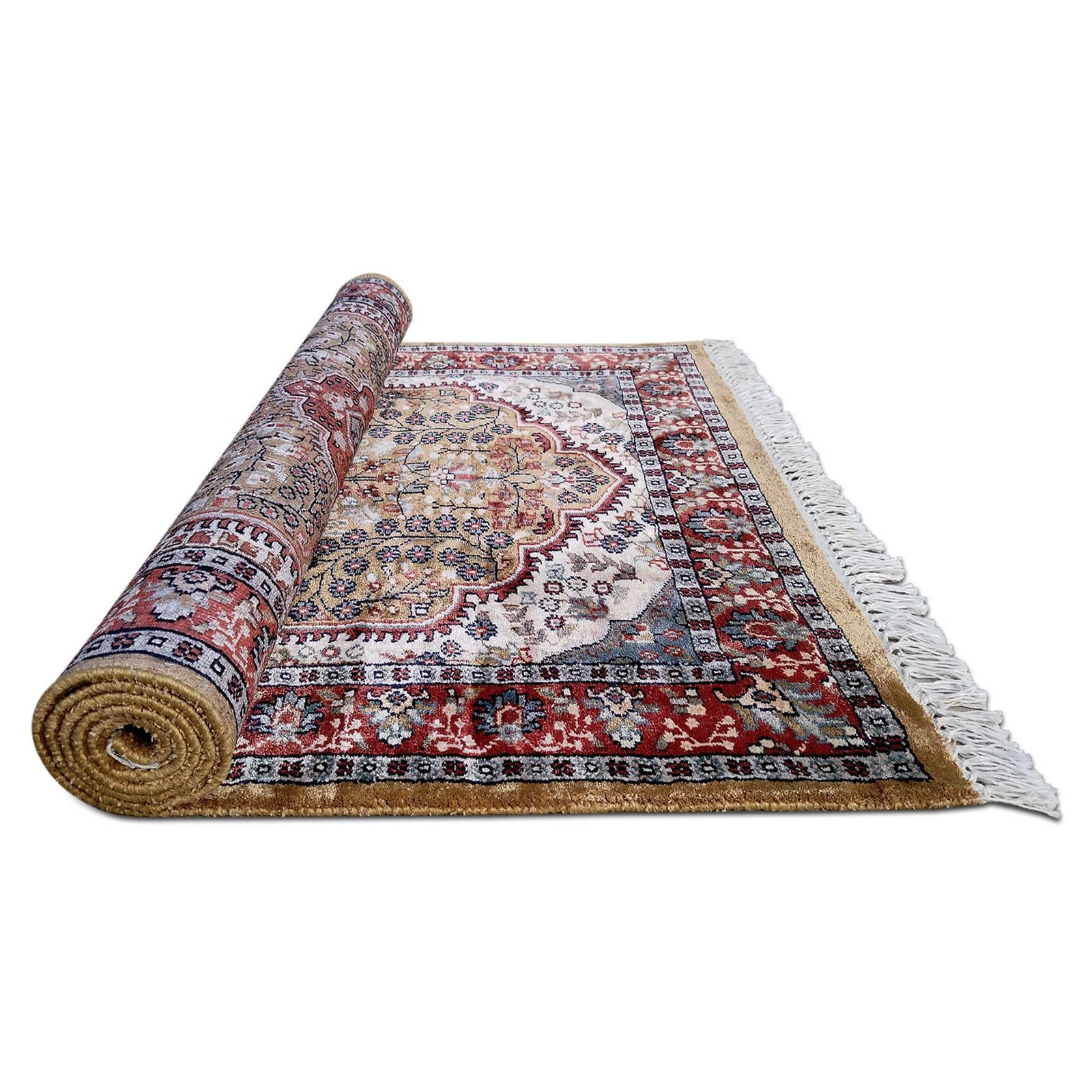 3x5 Feet Hand Knotted Persian Bamboo Silk Carpet Camel - Image 8