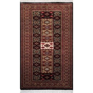 3x5 ft Hand-knotted Woolen Carpet Dubba Black