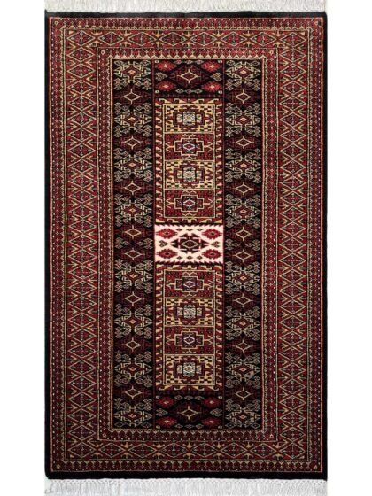 3x5 ft Hand-knotted Woolen Carpet Dubba Black