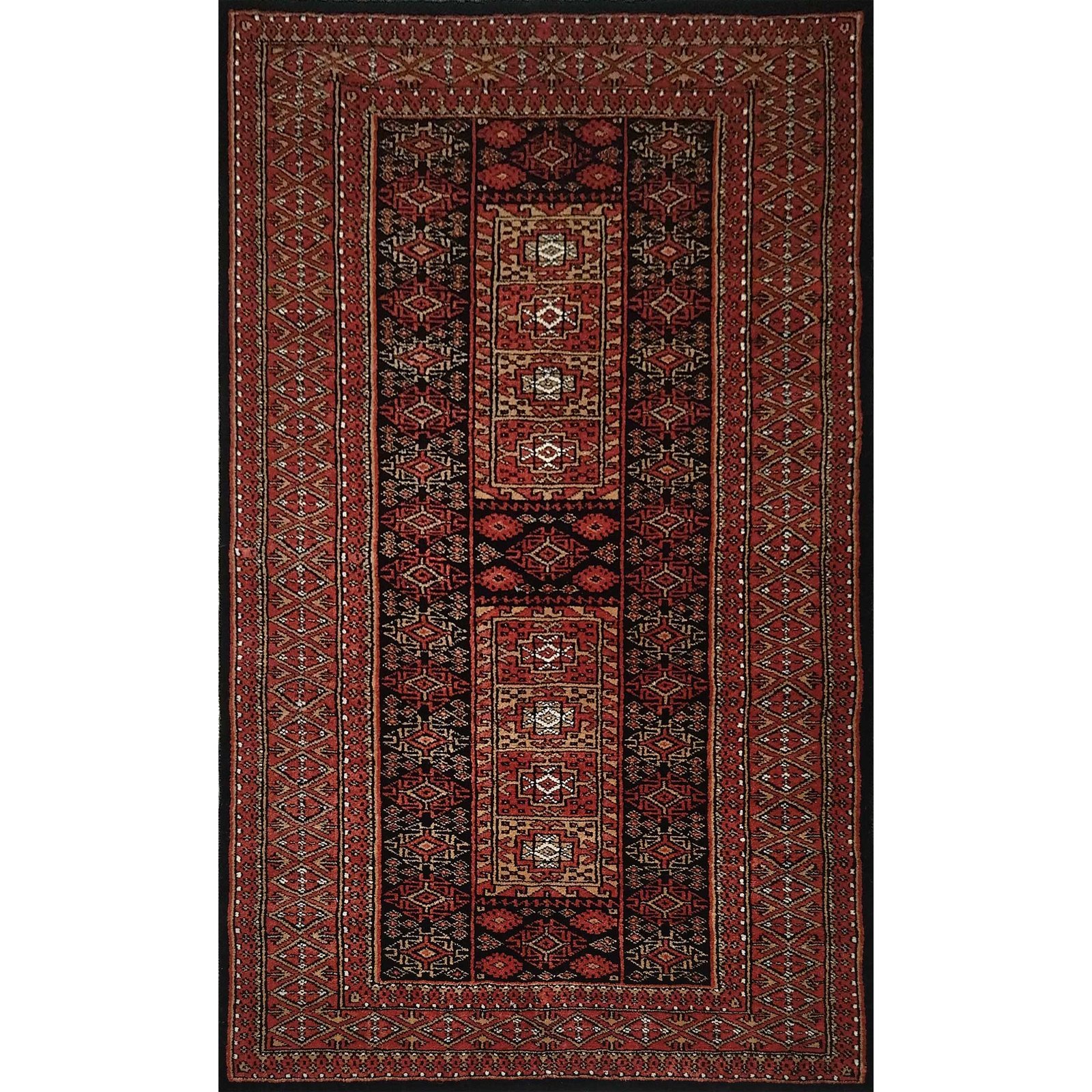 3x5 feet Hand Knotted Woolen Carpet Broun Dubba