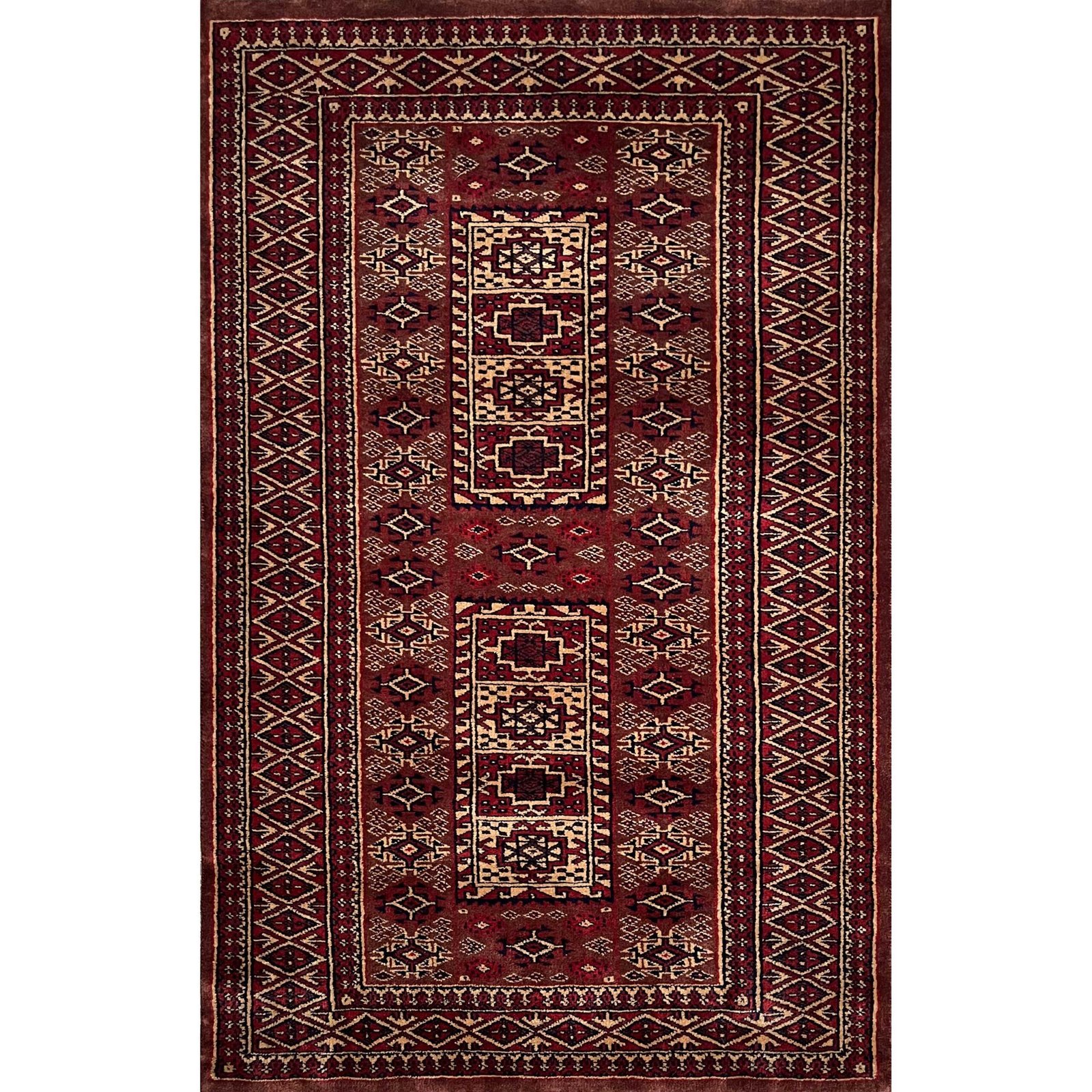 3x5 ft Hand Knotted Woolen Carpet Brown Dubba