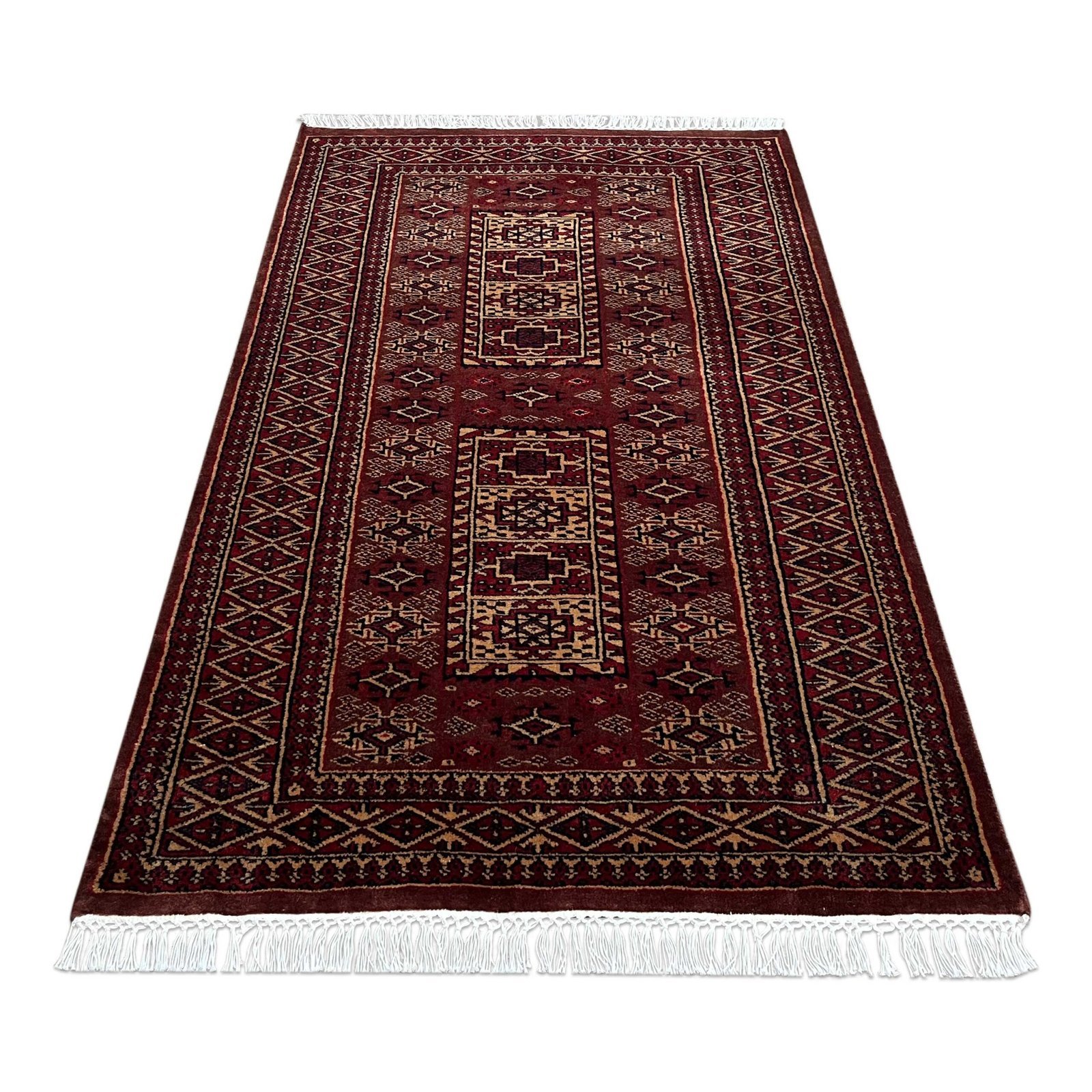 3x5 ft Hand Knotted Woolen Carpet Brown Dubba - Image 2