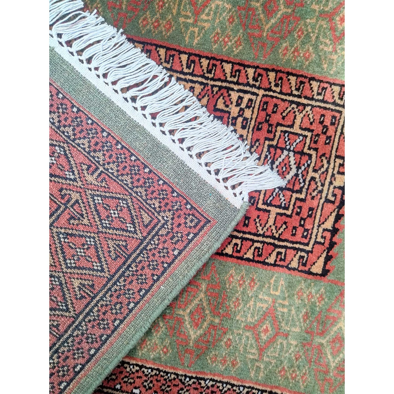 3x5 feet Hand Knotted Woolen Carpet Green Dubba - Image 4
