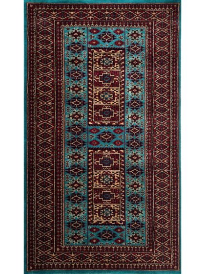 3x5 Handmade Hand Knotted Wool Carpet Dubba Turquoise