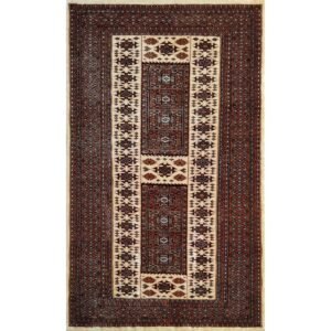 3x5 Feet White Hand Knotted Wool Carpet Dubba