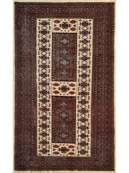 3x5 Feet White Hand Knotted Wool Carpet Dubba