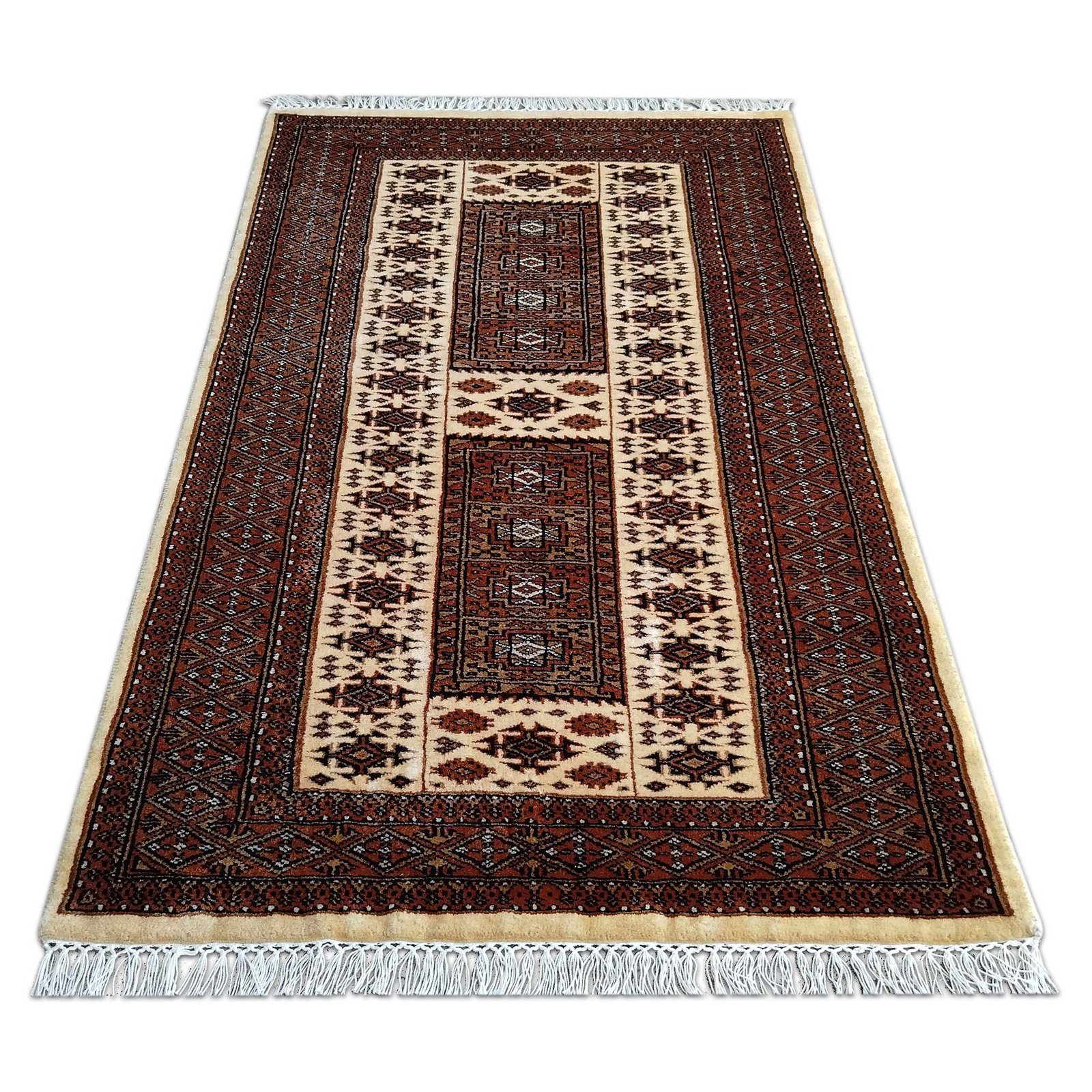 3x5 Feet White Hand Knotted Wool Carpet Dubba - Image 3