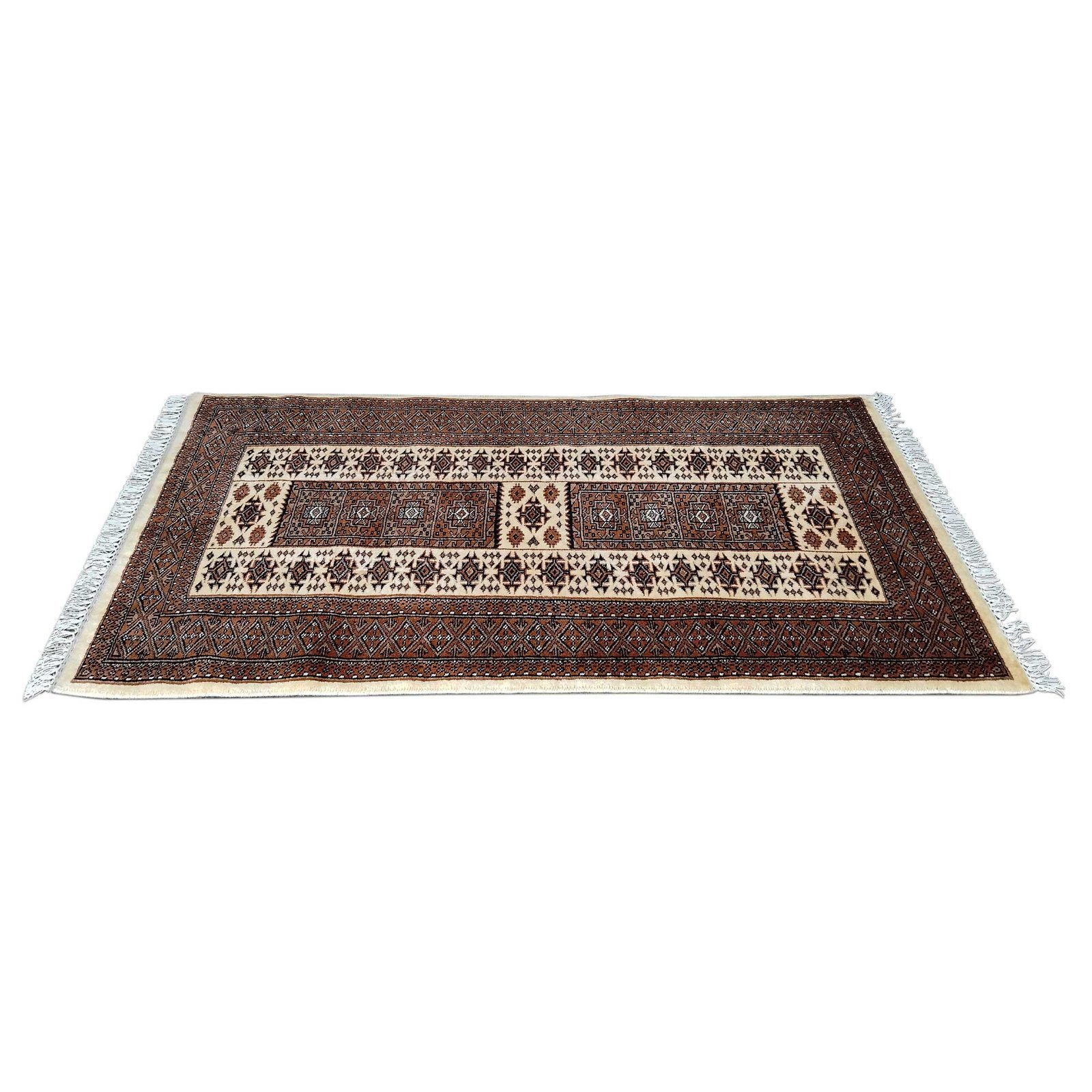 3x5 Feet White Hand Knotted Wool Carpet Dubba - Image 4