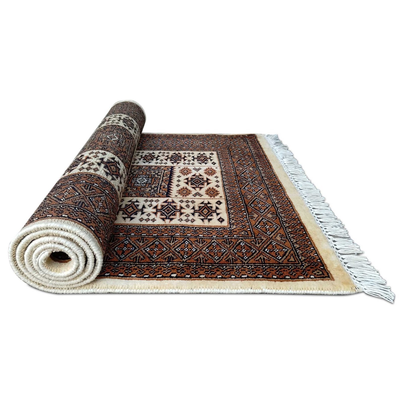 3x5 Feet White Hand Knotted Wool Carpet Dubba - Image 5