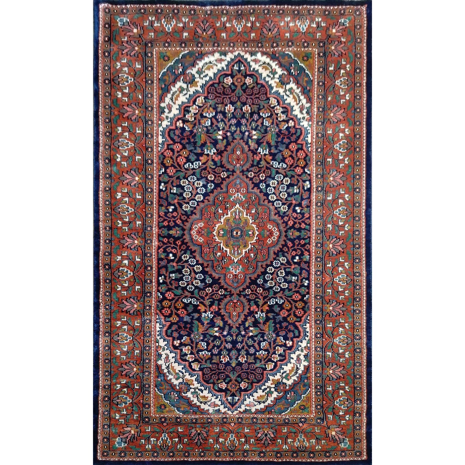3x5 feet Hand Knotted Navy Blue Bamboo Silk Persian Carpet