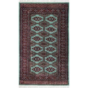 3x5 ft Hand Knotted Woolen Carpet Bukhara Sea Green