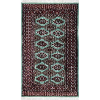 3x5 ft Hand Knotted Woolen Carpet Bukhara Sea Green
