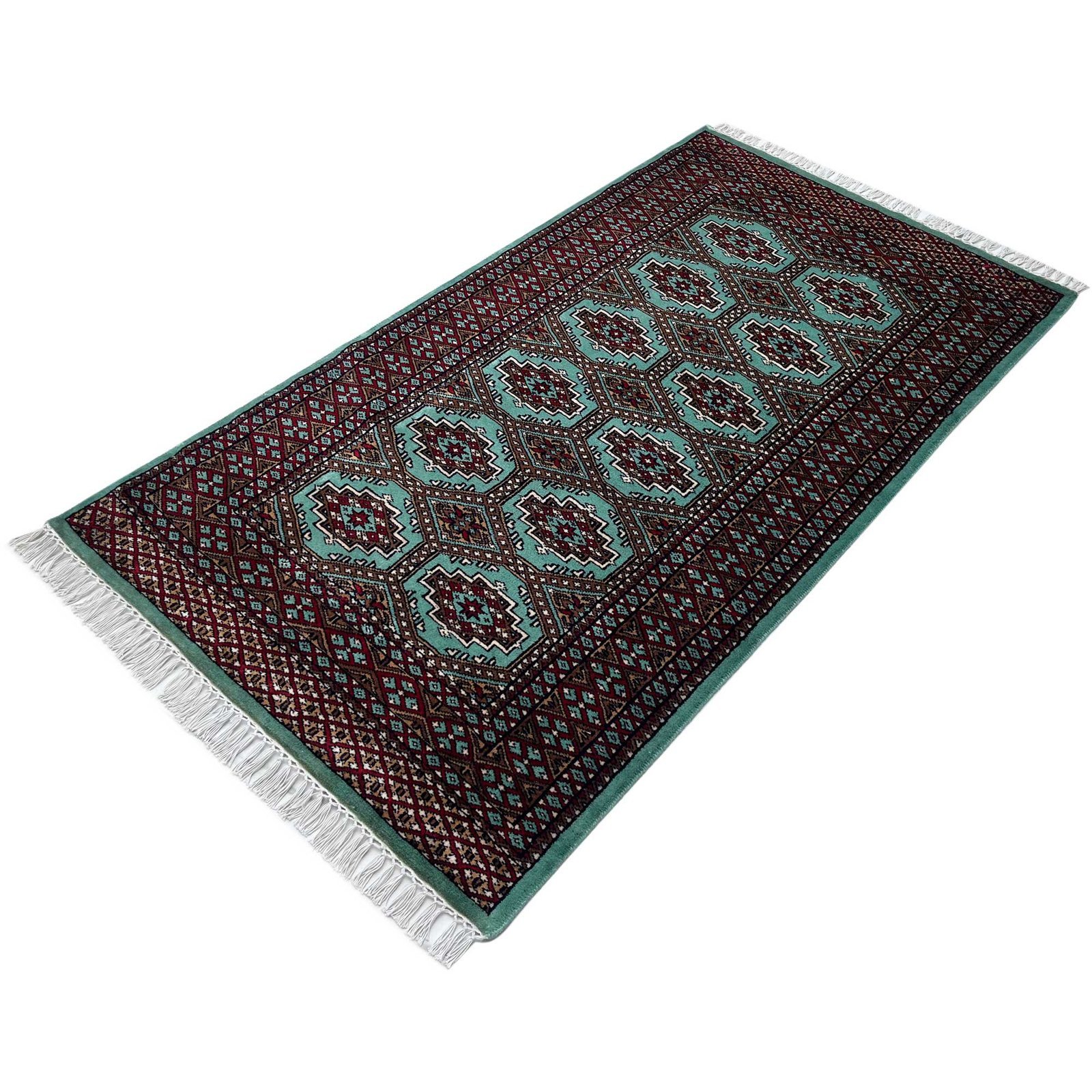 3x5 ft Hand Knotted Woolen Carpet Bukhara Sea Green - Image 8