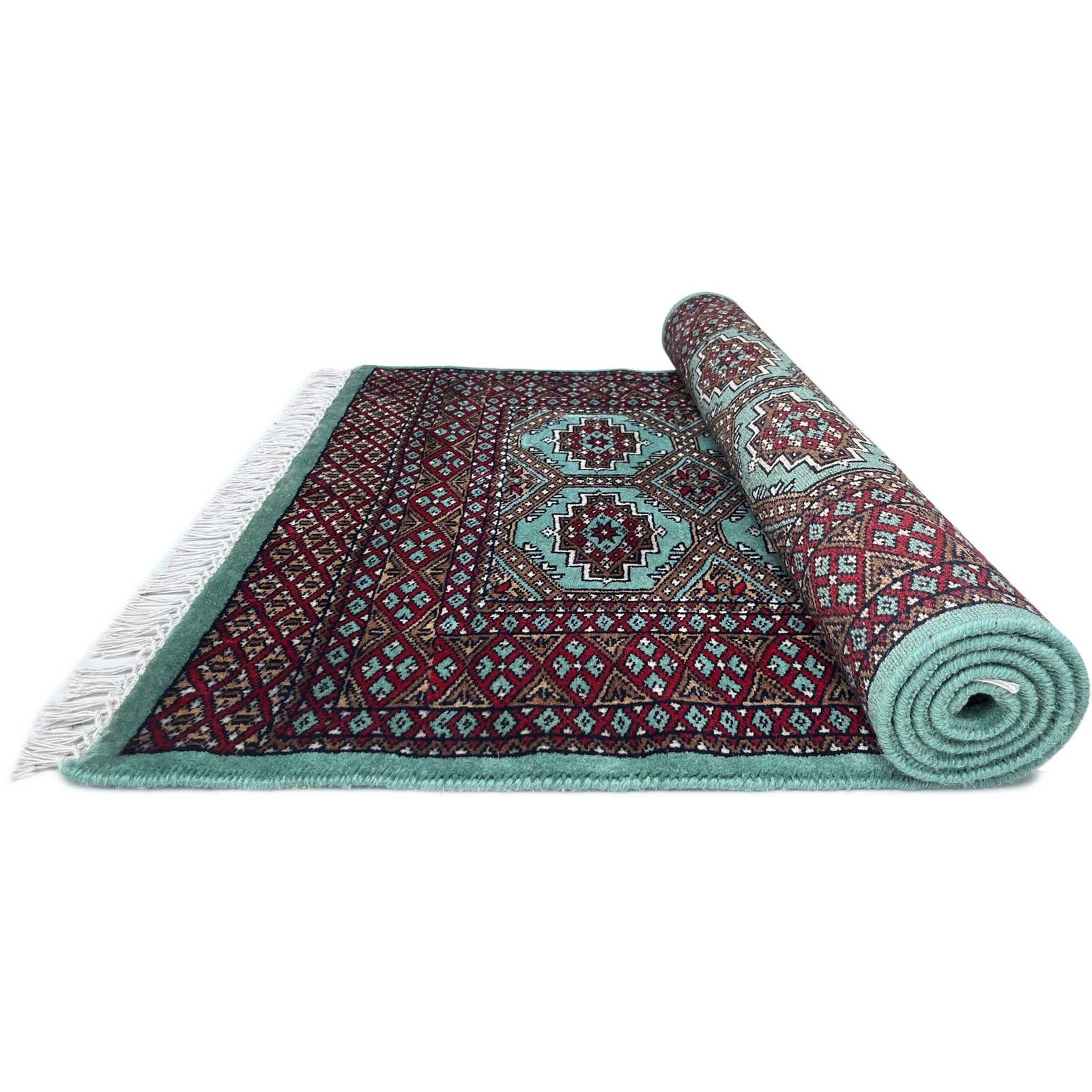 3x5 ft Hand Knotted Woolen Carpet Bukhara Sea Green - Image 4