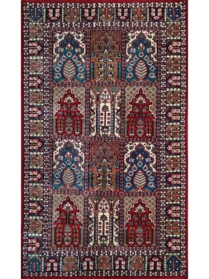 3x5 Feet Red Hand Knotted Wool Carpet Hamadan