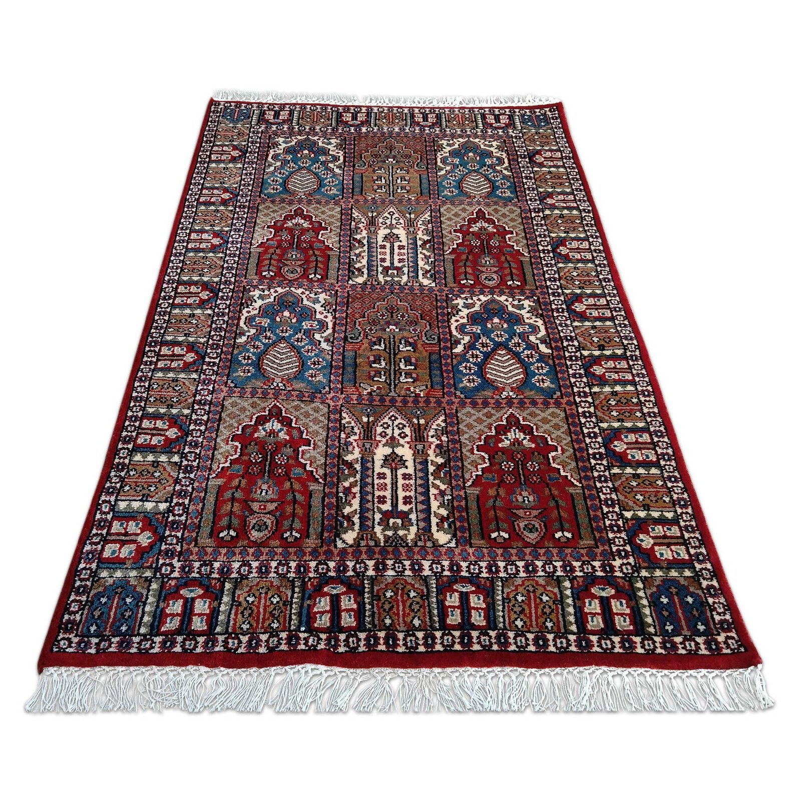 3x5 Feet Red Hand Knotted Wool Carpet Hamadan - Image 3