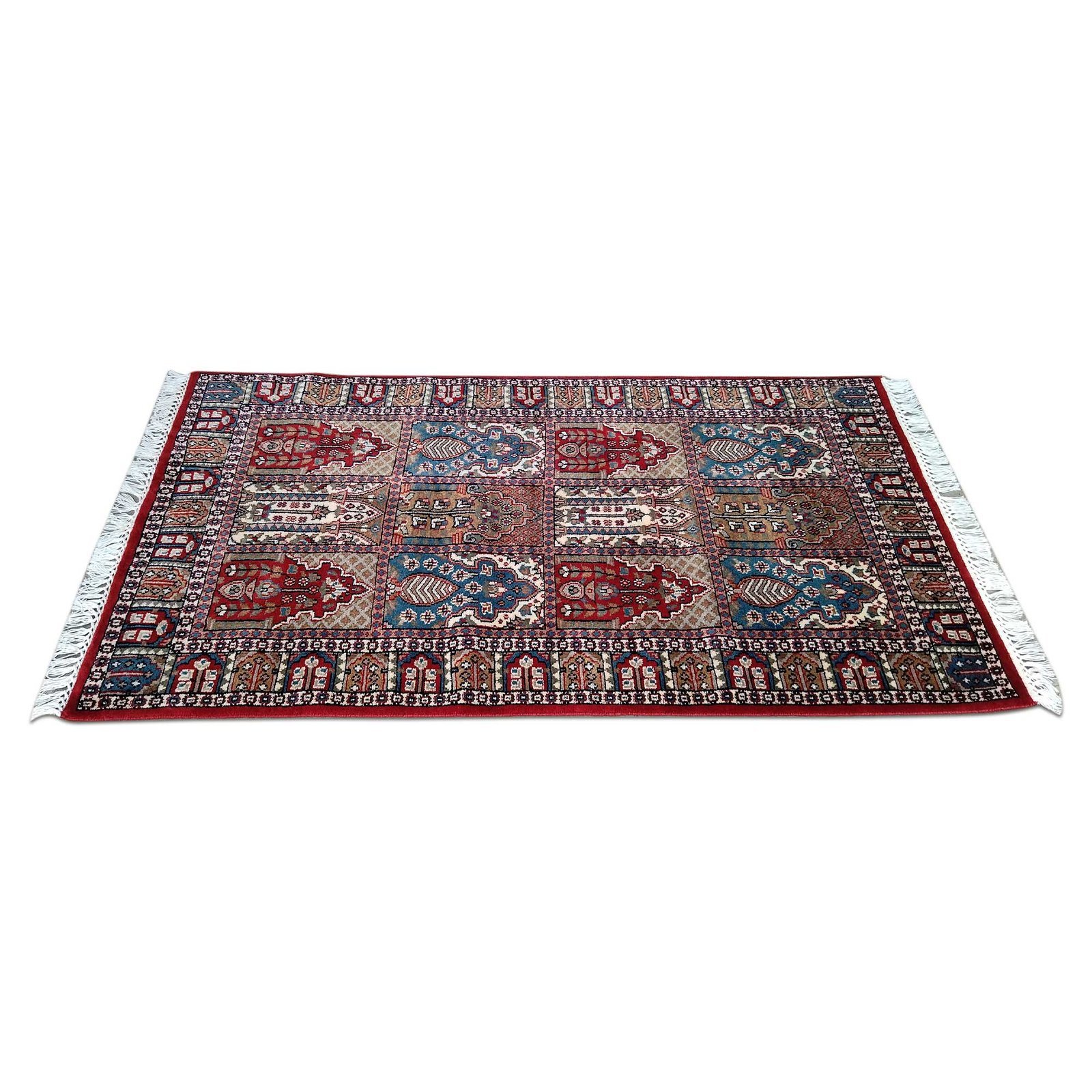 3x5 Feet Red Hand Knotted Wool Carpet Hamadan - Image 4